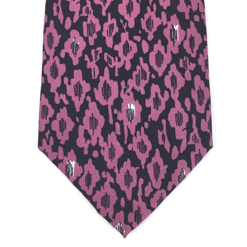 Men's Serica Pink & Black Tie 100% Pure Italian Silk Wide Short Dress Necktie